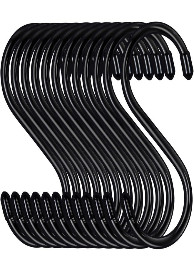 HiGift 24 Pack 5 Inch Large S Hooks for Hanging Plants, Black Vinyl Coated, Non Slip Heavy Duty, Metal Rubber Coated Closet Hooks for Jeans, Pot, Pan, Cups, Clothes - Image 1